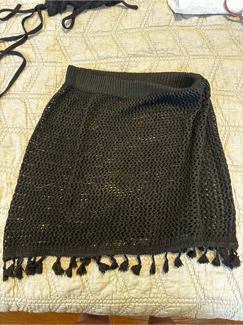 Black skirt, bathing suit cover-up
